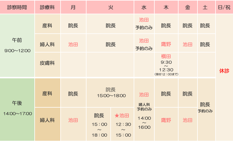 外来診療時間のご案内
