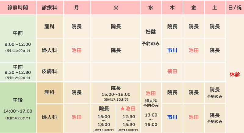 外来診療時間のご案内