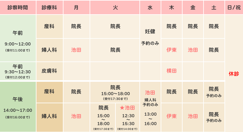 外来診療時間のご案内