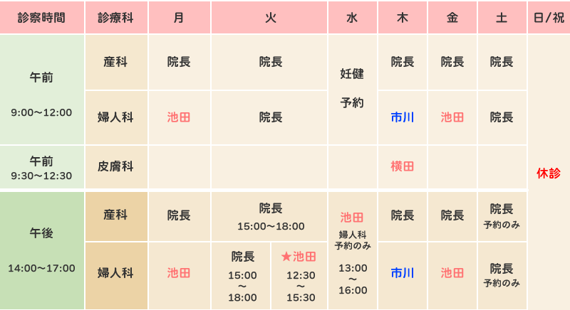 外来診療時間のご案内